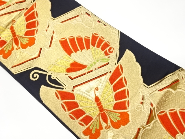 JAPANESE KIMONO / VINTAGE FUKURO OBI / WOVEN BUTTERFLY